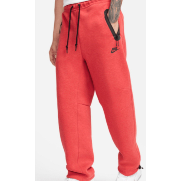Nike Sportswear Tech Fleece Open Hem Sweatpants Mens Large Tall Red FB8012-672 - Picture 1 of 9